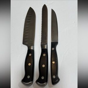 Sabatier EST. 1810 Chefs  Black Handle Stainless Blades X3